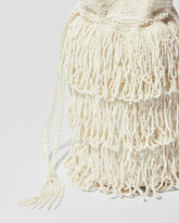 drawstring tassel detail fringe crossbody bag with three layered tassel tiers, gathered drawstring top