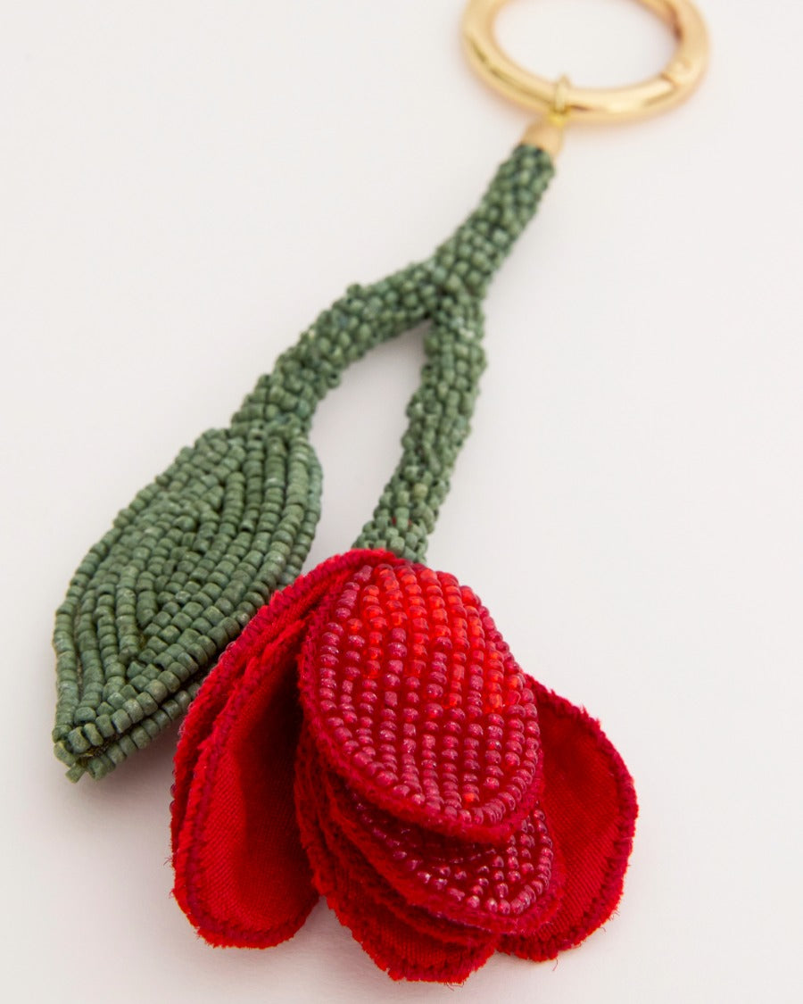 Hand-dyed glass beaded keychain by The Hold label, a sculptural bag accessory designed in Melbourne.