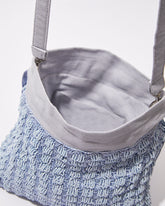 His Eyes blue beaded bag interior view with lining 