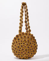 A straight-on view of the mustard yellow &